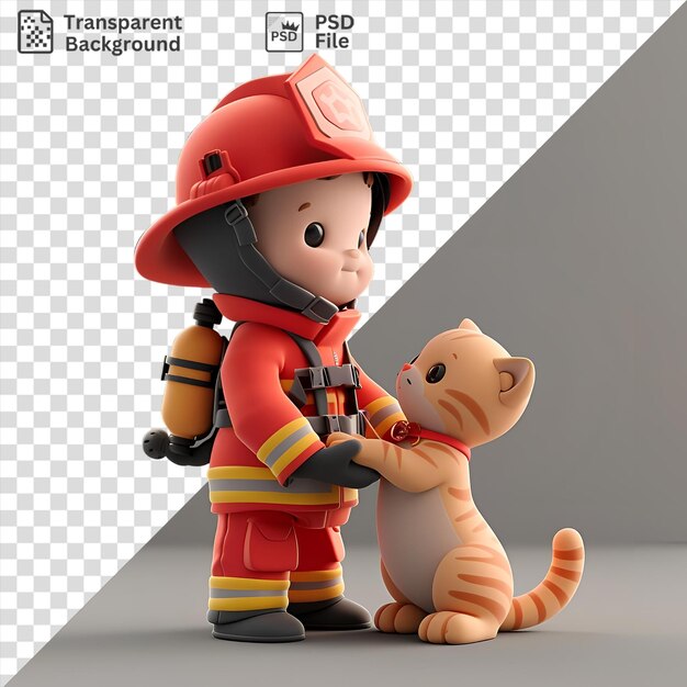 Un Pompier 3d Sauve Un Chaton D'une Vie De Fireman