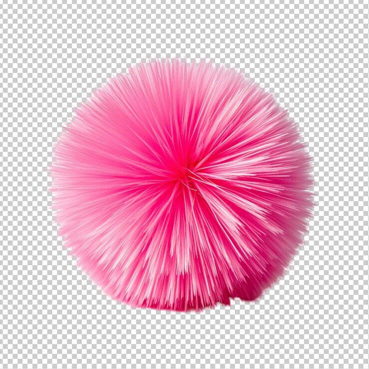 PSD pompom de bola rosa e fofinho em fundo transparente