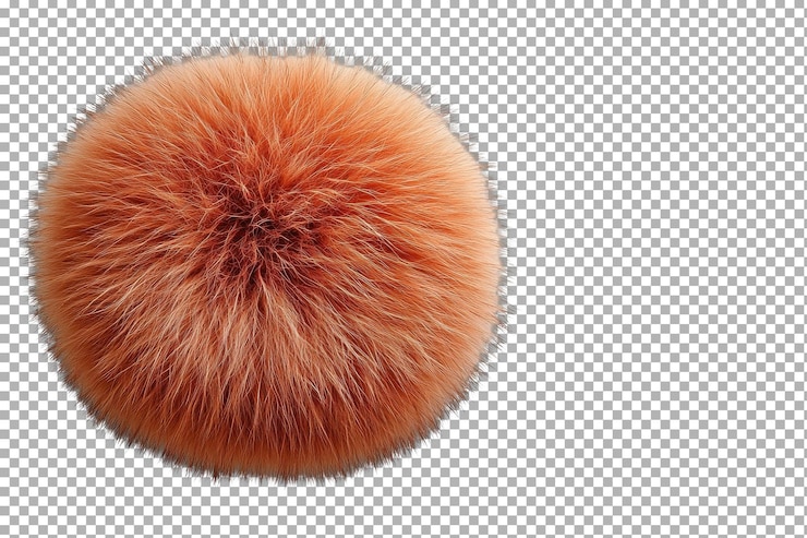 PSD un pompom naranja vibrante hecho de material suave y esponjoso colocado contra un fondo blanco sencillo