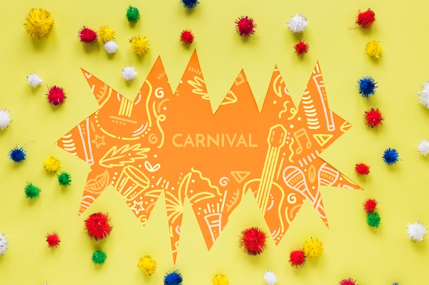 Pompons de carnaval brasileiro colorido