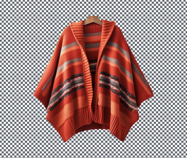 PSD poncho cardigan de invierno aislado sobre un fondo transparente