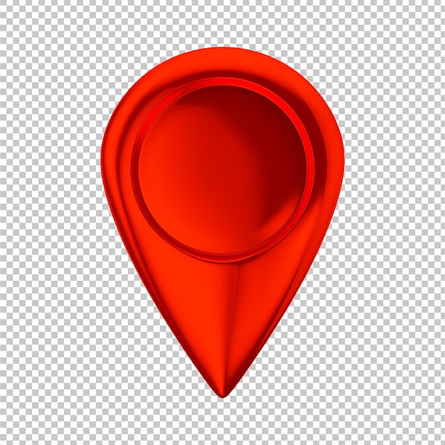 Ponteiro de mapa brilhante vermelho - ícone de localização 3d isolado. renderização 3D