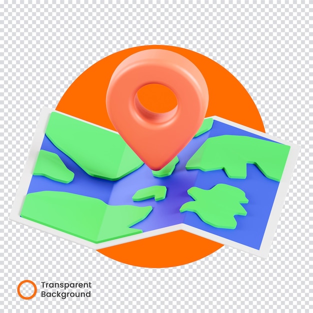 Ponto do mapa 3d fundo transparente