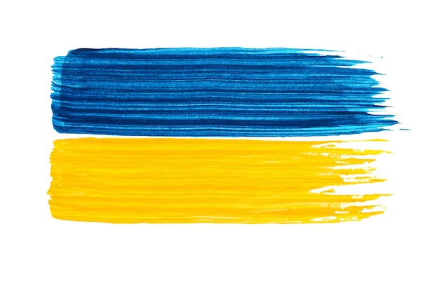 PSD pontos de tinta amarela e azul nas cores da bandeira ucraniana em um fundo em branco png