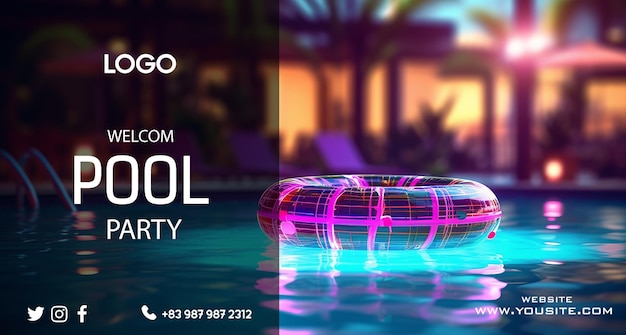 PSD poolparty neonlichter rosa watter