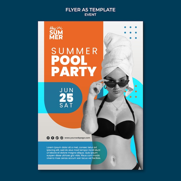 Poolparty-vorlage im flachen design