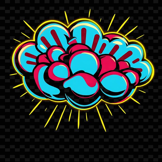 pop art cloud with bold outlines vibrant colors and repetitive patterns neo_isolated_neon_objectn