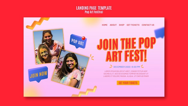 PSD pop art festival vorlage landing page