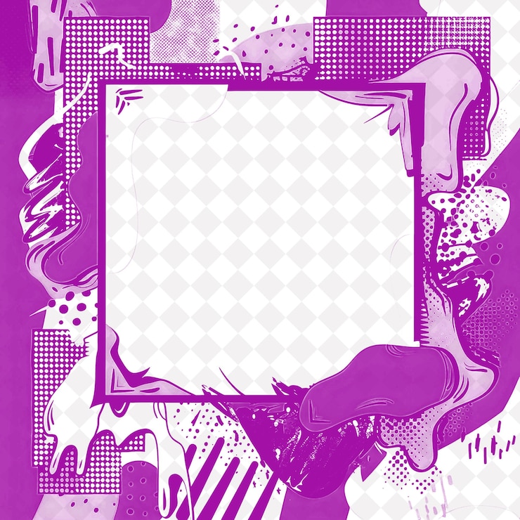 PSD pop art frame border con colores audaces y diseños gráficos con diseños abstractos creativos png