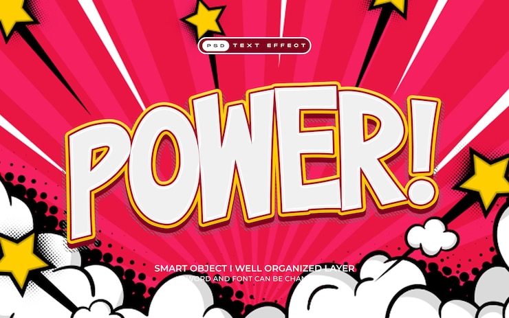 PSD pop art power comic book style editable text effect