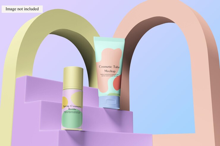 PSD pop color cosmetic packaging mockup para mostrar su diseño a los clientes