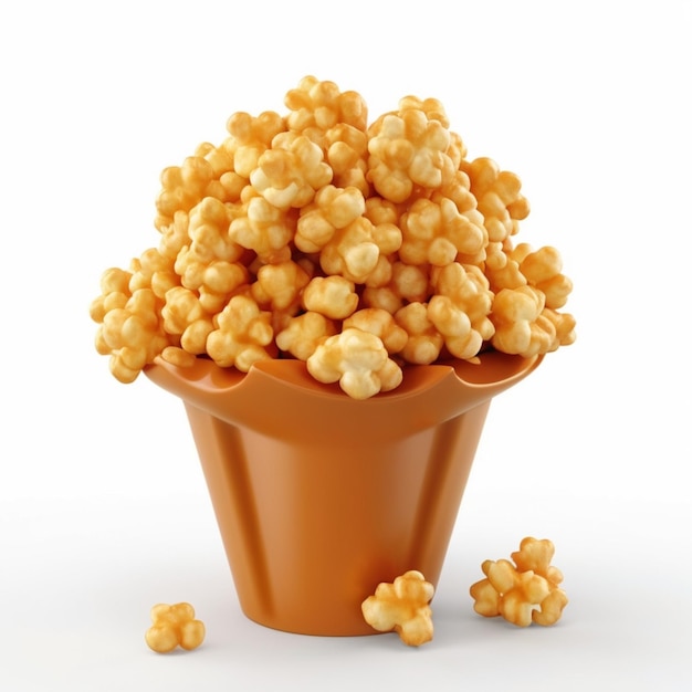 PSD pop-corn au caramel sur fond blanc