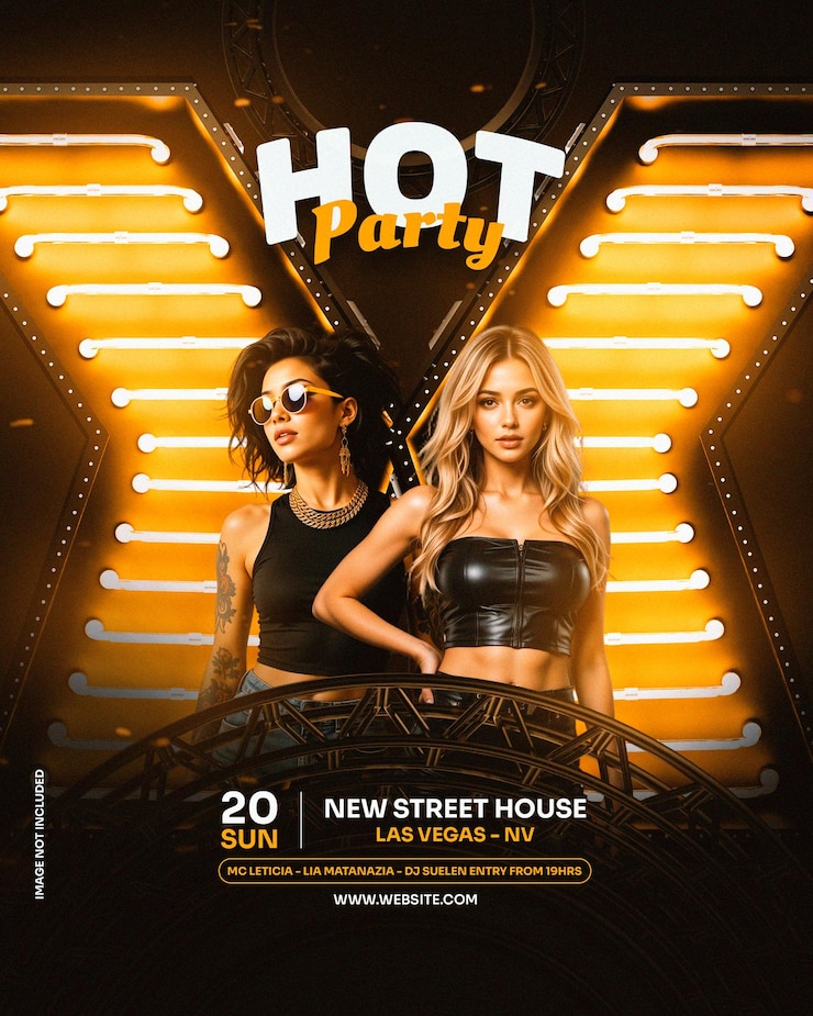 PSD pop night event flyer neon style psd pour les promotions de fêtes