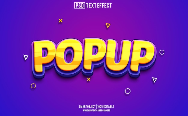 Pop-up-Text-Effekt Schriftart bearbeitbare Typographie 3D-Text