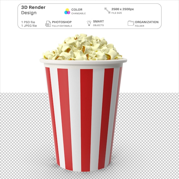 PSD popcorn bucket box 3d modelagem em psd
