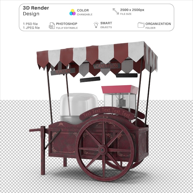 Popcorn Cart 3D Modellazione PSD