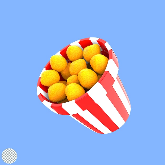 Popcorn-eimer, 3d-illustration, isoliertes symbol