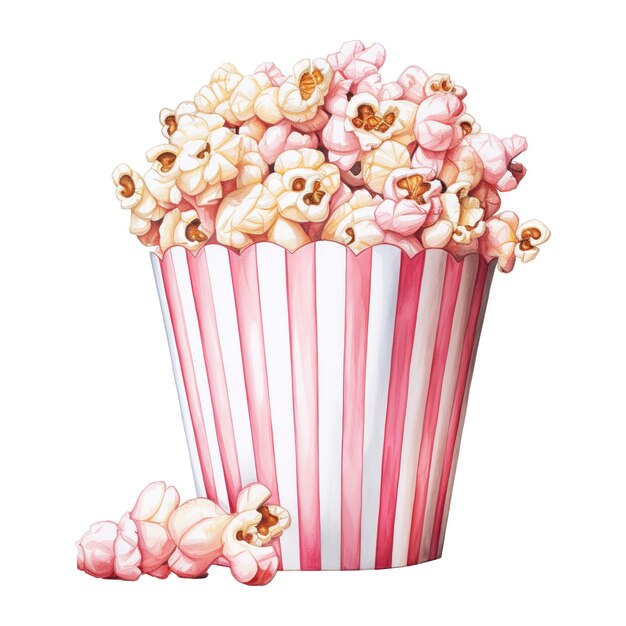 PSD popcorn-eimer mit rosa popcorn-ki-generiertem bild