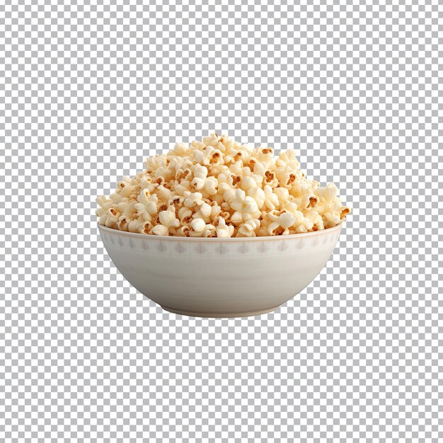 Popcorn in Schüssel isoliert auf transparentem Hintergrund