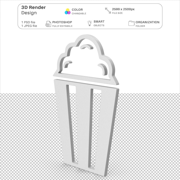 PSD popcorn symbol 3d modelagem em psd