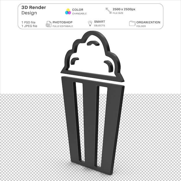 PSD popcorn symbol 3d modelagem em psd