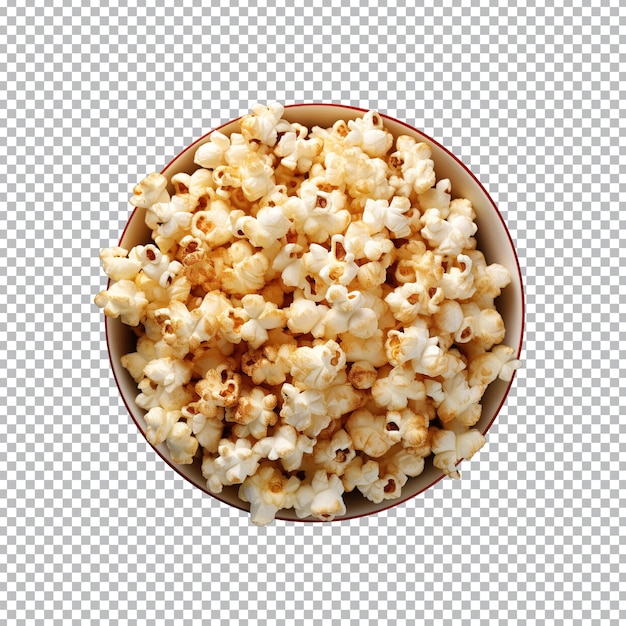 popcorn vista dall'alto in una ciotola isolata su sfondo trasparente