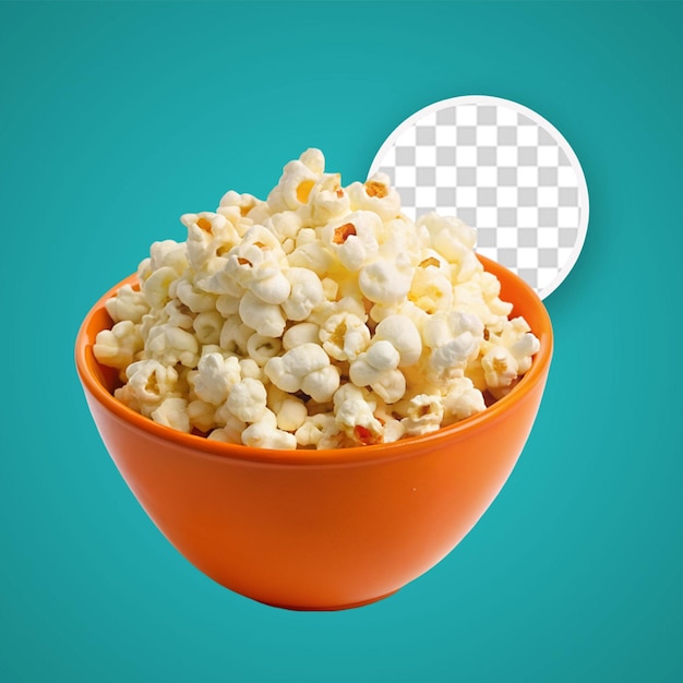 Poppcorn de comida de cinema em tigela descartável