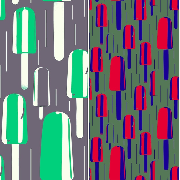 Popsicles con formas de goteo y diseño retro con diseños de patrones vectoriales de ilustración asimétrica