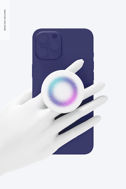 Popsocket mockup com telefone, vista frontal