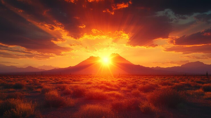 PSD pôr do sol no deserto com montanha perto de phoenix arizona eua