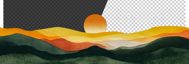 PSD pôr-do-sol sereno sobre colinas onduladas com cores quentes cortado stock png