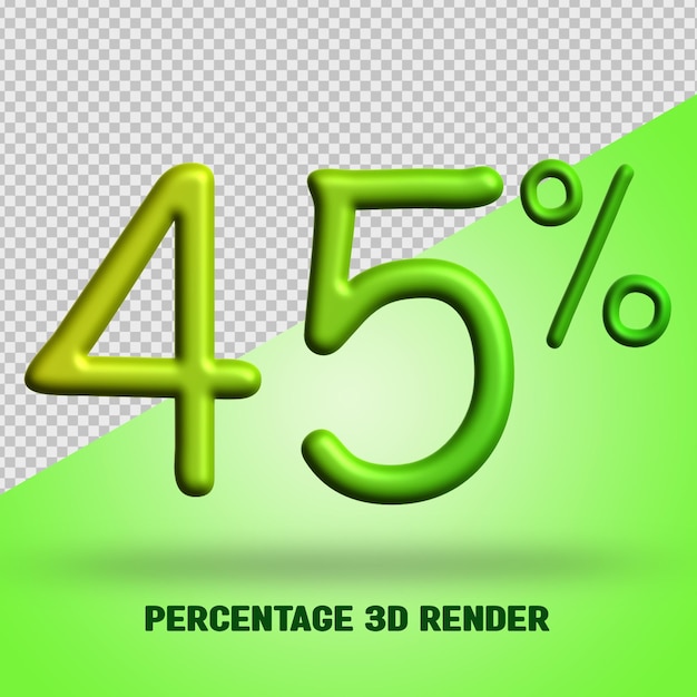 Porcentagem 3d renderização verde amarelo gradiente