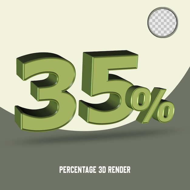 Porcentagem de número de renderização 3d cor verde-oliva