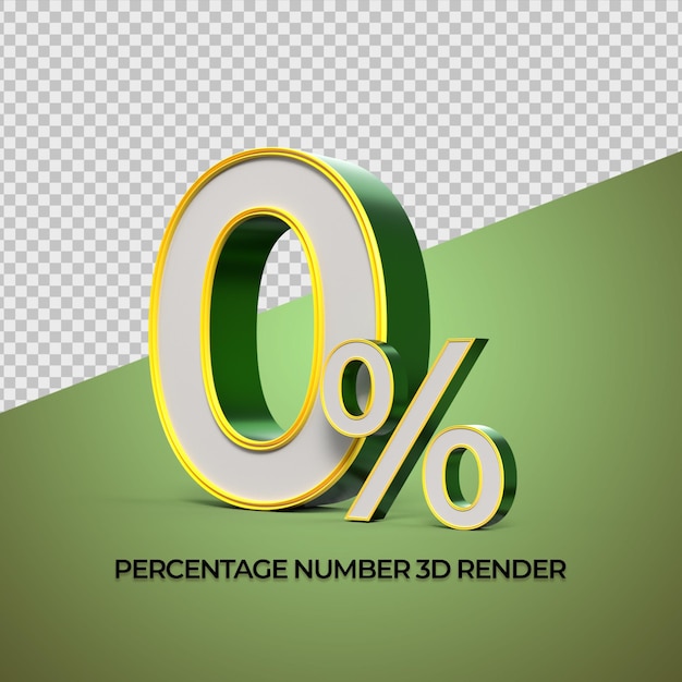 Porcentagem de renderização 3d número 0 porcentagem de ouro verde