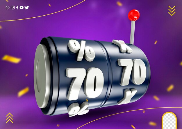 porcentagem ícone de valor de desconto 3d para promoções de supermercado e vendas online 70 por cento