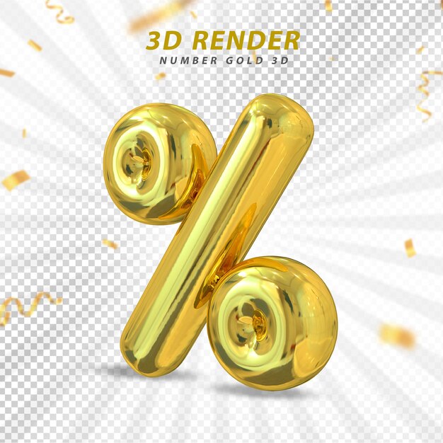 Porcentaje 3d de globos de lujo de oro