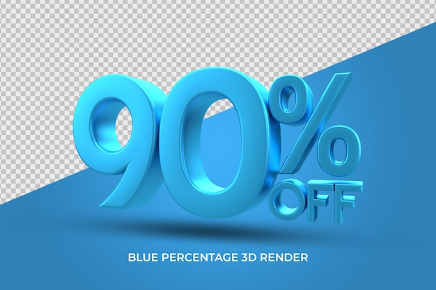 porcentaje de descuento 3D render color azul