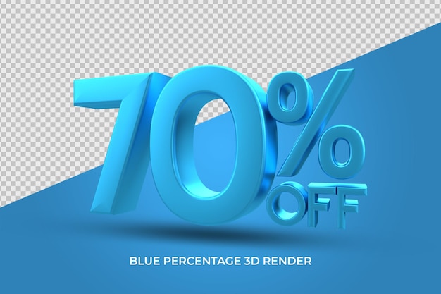 porcentaje de descuento 3D render color azul