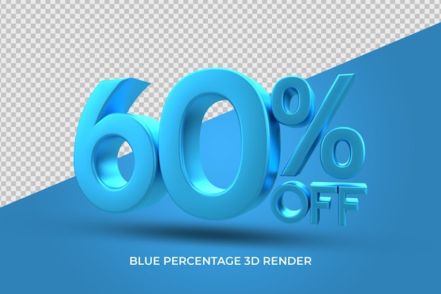 porcentaje de descuento 3D render color azul