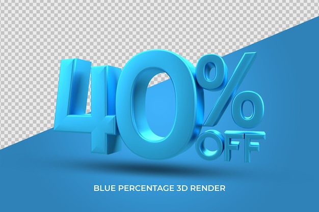 porcentaje de descuento 3D render color azul