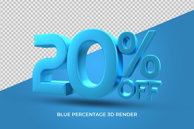 porcentaje de descuento 3D render color azul