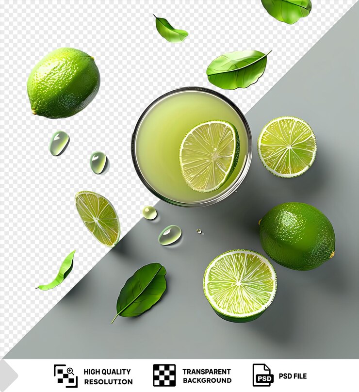 PSD una porción impresionante de jugo de limón recién hecho en un vaso png