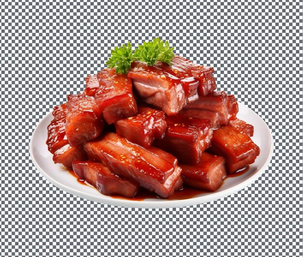 PSD pork cozido vermelho delicioso e dentoso hng sho ru isolado em fundo transparente