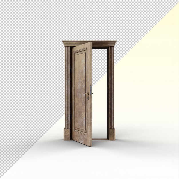 Porta aperta in legno di cemento