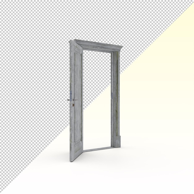 Porta aperta in legno di pino
