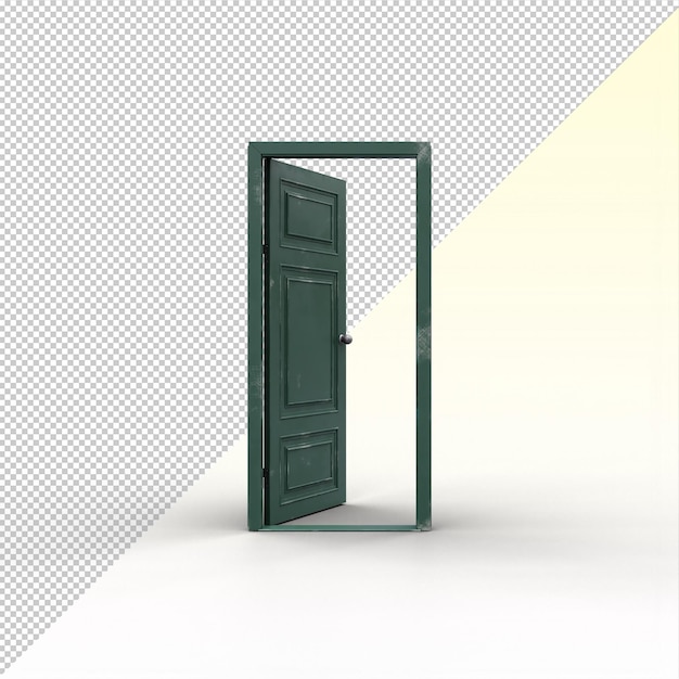 porta aperta verde isolata