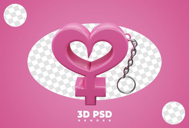 PSD porta-chaves 3d com gênero feminino isolado