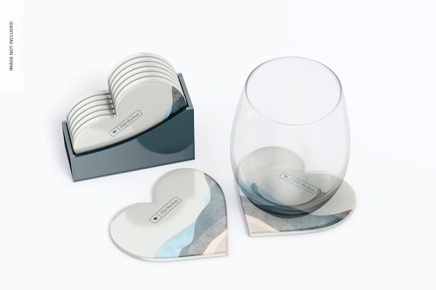 Porta-copos heart esmalte com glass mockup