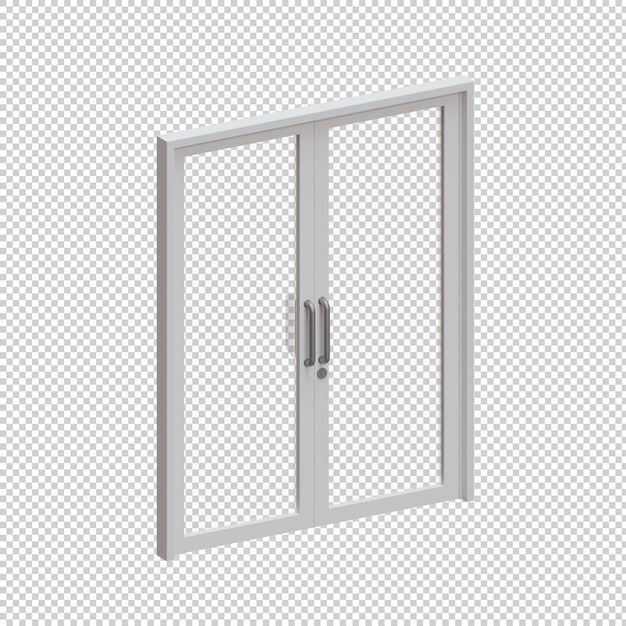 Porta in vetro a doppia cornice 3D Render Illustration Element 01
