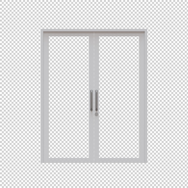 Porta in vetro a doppia cornice 3D Render Illustration Element 02